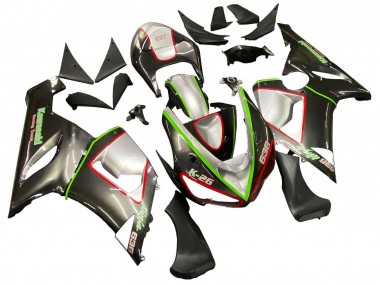 Carenagens Moto Kawasaki ZX6R 2005-2006 - Preto Prata Verde Vermelho K-26