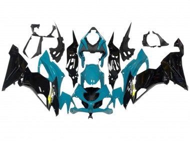 Carenagens Moto Kawasaki ZX6R 2009-2012 - Azul Claro Preto Brilhante Amarelo