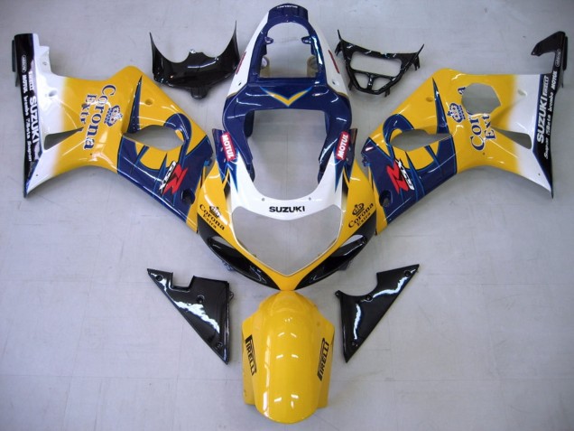 Carenagens Moto Suzuki GSXR1000 2000-2002 - Amarelo Azul Escuro Branco Motul Corona