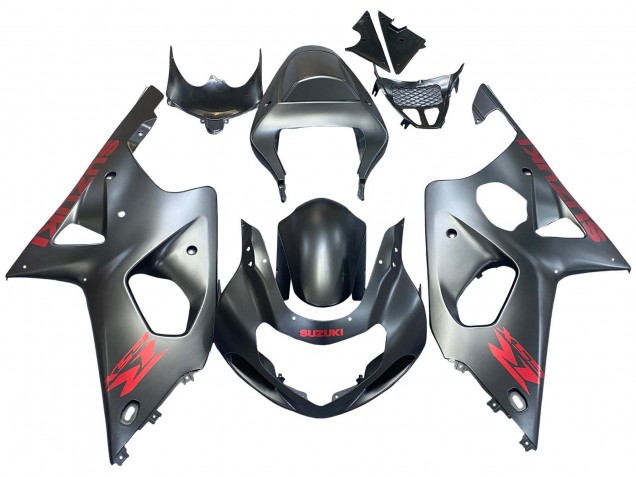 Carenagens Moto Suzuki GSXR1000 2000-2002 - Cinzento Fosco Vermelho Decal