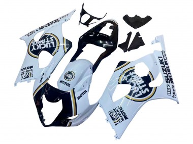Carenagens Moto Suzuki GSXR 1000 2003-2004 - Branco Preto Ouro Motul Lucky Strike