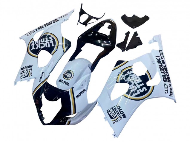 Carenagens Moto Suzuki GSXR 1000 2003-2004 - Branco Preto Ouro Motul Lucky Strike