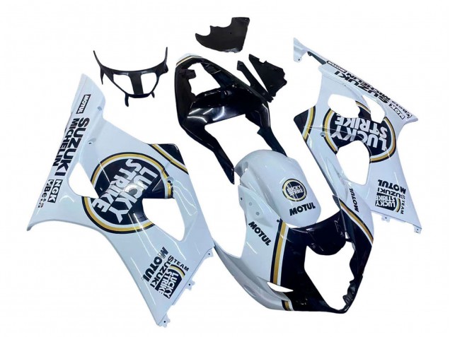 Carenagens Moto Suzuki GSXR 1000 2003-2004 - Branco Preto Ouro Motul Lucky Strike