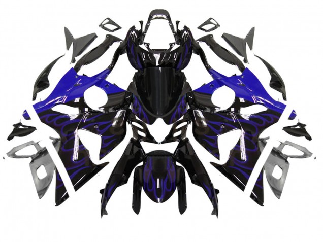 Carenagem Moto Suzuki GSXR 1000 2007-2008 - Preto Brilhante Azul Chama