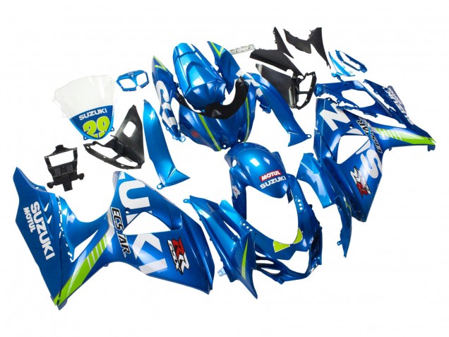 Carenagens Moto Suzuki GSXR 1000 2009-2016 - Azul Claro Verde Motul 29 Ecstar