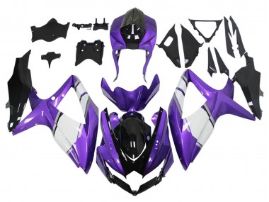Carenagens Moto Suzuki GSXR 600 / GSXR 750 2008-2010 - Roxo Branco Preto Brilhante