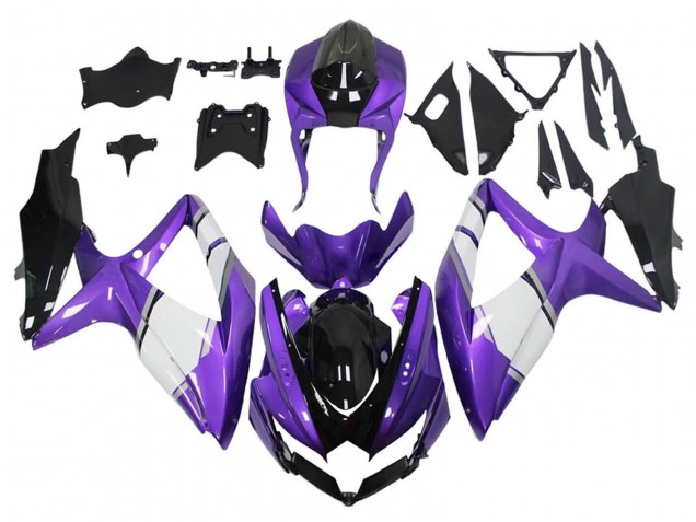 Carenagens Moto Suzuki GSXR 600 / GSXR 750 2008-2010 - Roxo Branco Preto Brilhante