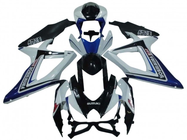 Carenagens Moto Suzuki GSXR 600 / GSXR 750 2008-2010 - Branco Azul Preto Brilhante Alstare