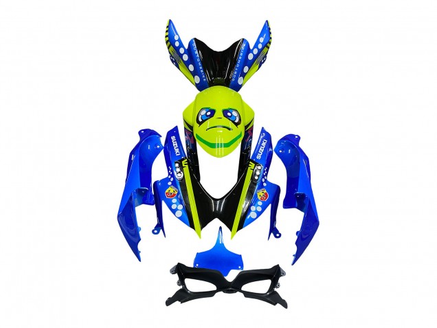 Carenagens Moto Suzuki GSXR 600 / GSXR 750 2008-2010 - Azul Verde Fluorescente Tubarão