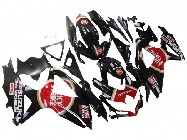 Carenagens Moto Suzuki GSXR 600 / GSXR 750 2008-2010 - Preto Brilhante Vermelho Branco Motul Lucky Strike