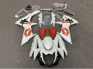 Carenagens Moto Suzuki GSXR 600 / GSXR 750 2008-2010 - Branco Vermelho Lipstick