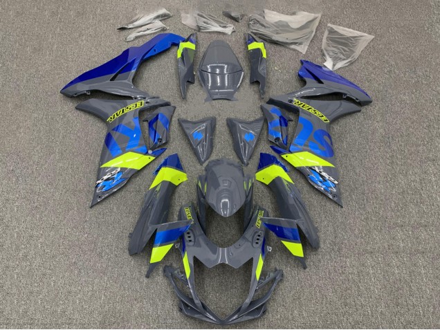 Carenagens Moto Suzuki GSXR 600 / GSXR 750 2011-2024 - Nardo Cinzento Escuro Azul Fluorescent Amarelo