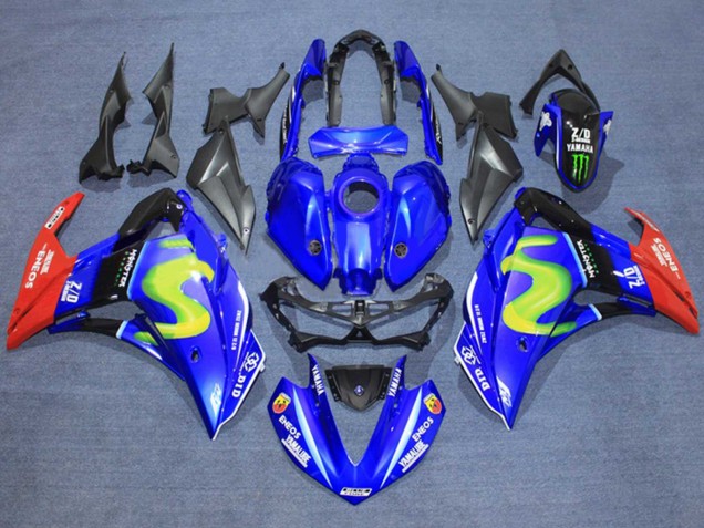 Carenagens Moto Yamaha YZF R3/R25 2015-2018 - Azul Preto Brilhante Vermelho ENEOS Monstro