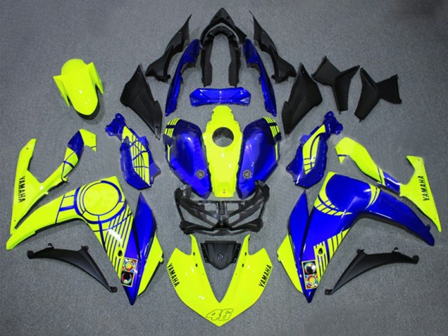 Carenagens Moto Yamaha YZF R3/R25 2015-2018 - Amarelo Néon Azul Preto 46