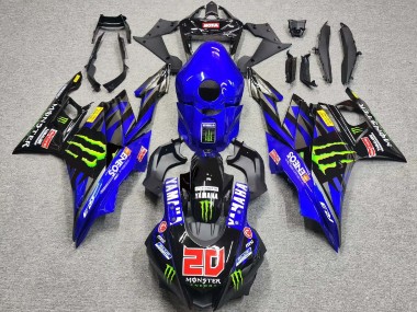 Carenagens Moto Yamaha YZF R3/R25 2019-2021 - Azul Preto Brilhante Verde ENEOS Monstro 20