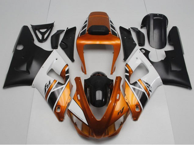 Carenagens Moto Yamaha YZF R1 1998-1999 - Laranja Ouro Cinzento Branco Preto