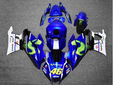 Carenagens Moto Yamaha YZF R3/R25 2019-2021 - Azul Branco Verde Preto Monstro MoviStar ENEOS 46