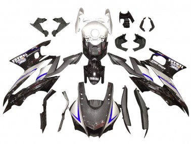 Carenagens Moto Yamaha YZF R3/R25 2019-2021 - Prata Preto Brilhante Fibra de Carbono Estilo