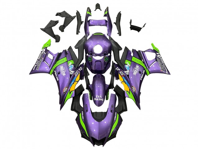 Carenagens Moto Yamaha YZF R3/R25 2019-2021 - Roxo Verde Branco EVA Corrida