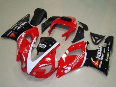 Carenagens Moto Yamaha YZF R1 1998-1999 - Vermelho Branco Preto Brilhante Motul Santander