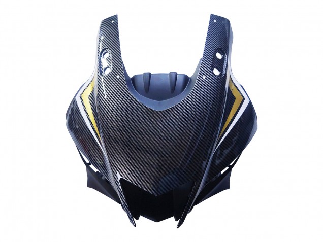Carenagens Moto Yamaha YZF R3/R25 2022-2024 - Preto Fibra de Carbono Estilo Ouro Vermelho ABBOT