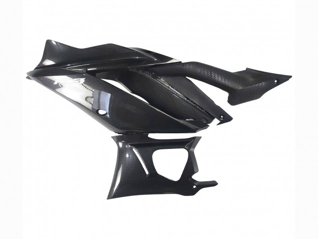 Carenagens Moto Yamaha YZF R3/R25 2022-2024 - Preto Fibra de Carbono Estilo Prata Azul