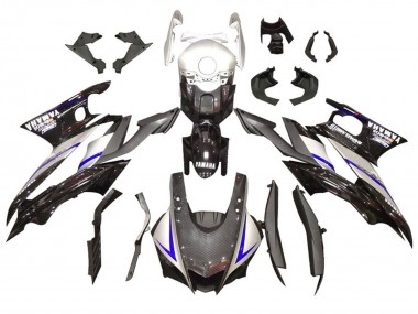 Kits Carenagem Moto Yamaha YZF R3/R25 2022-2024 - Prata Azul Preto Fibra de Carbono Estilo