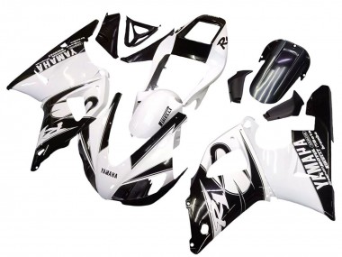 Carenagens Moto Yamaha YZF 1000 R1 1998-1999 - Branco Preto Brilhante