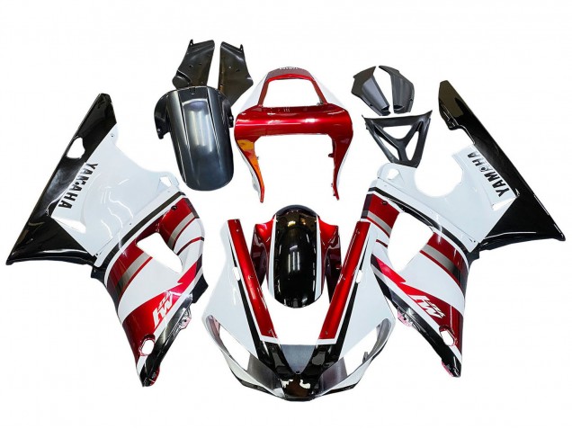Carenagem Moto Yamaha YZF 1000 R1 2000-2001 - Vermelho Branco Preto Brilhante