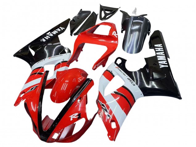 Carenagens Moto Yamaha YZF 1000 R1 2000-2001 - Vermelho Branco Preto Brilhante