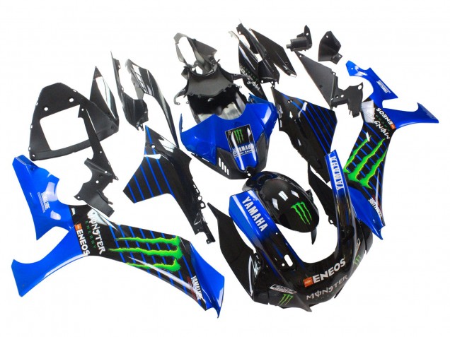 Carenagens Moto Yamaha YZF 1000 R1 2020-2025 - Azul Preto Verde Preto ENEOS Monstro