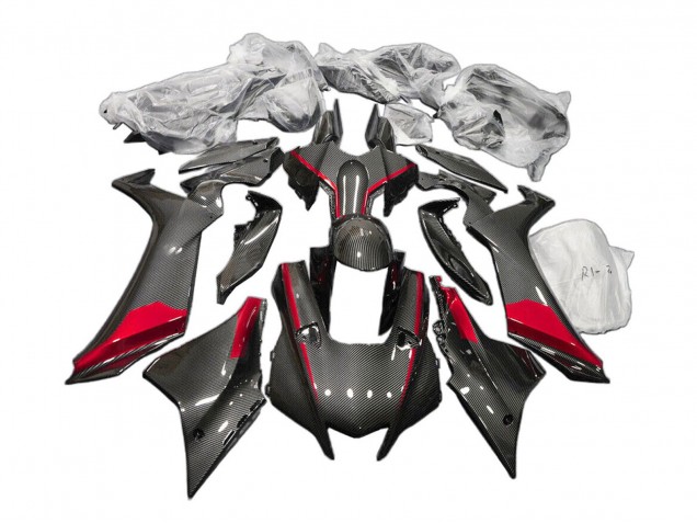 Carenagens Moto Yamaha YZF 1000 R1 2020-2025 - Preto Fibra de Carbono Vermelho