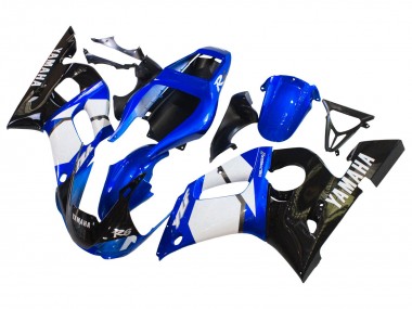 Carenagens Moto Yamaha YZF 600 R6 1998-2002 - Branco Azul Preto Brilhante