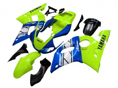 Carenagens Moto Yamaha YZF 600 R6 1998-2002 - Verde Néon Azul Branco Champions