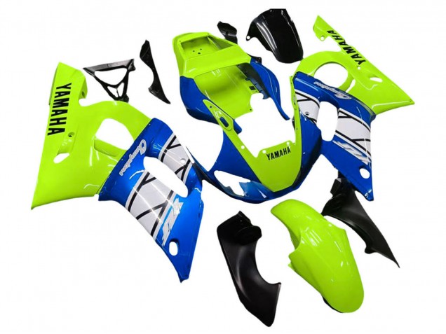 Carenagens Moto Yamaha YZF 600 R6 1998-2002 - Verde Néon Azul Branco Champions
