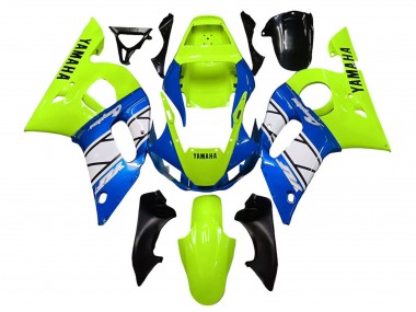 Carenagens Moto Yamaha YZF 600 R6 1998-2002 - Verde Néon Azul Branco Champions