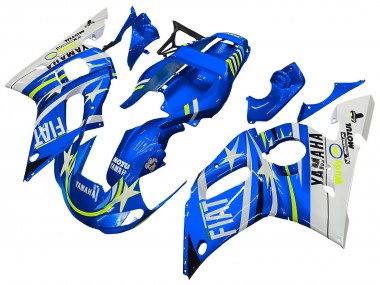 Carenagens Moto Yamaha YZF 600 R6 1998-2002 - Branco Azul Amarelo Néon Fiat Motul Michelin