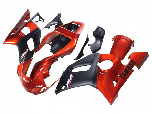 Carenagens Moto Yamaha YZF 600 R6 1998-2002 - Laranja Preto Fosco