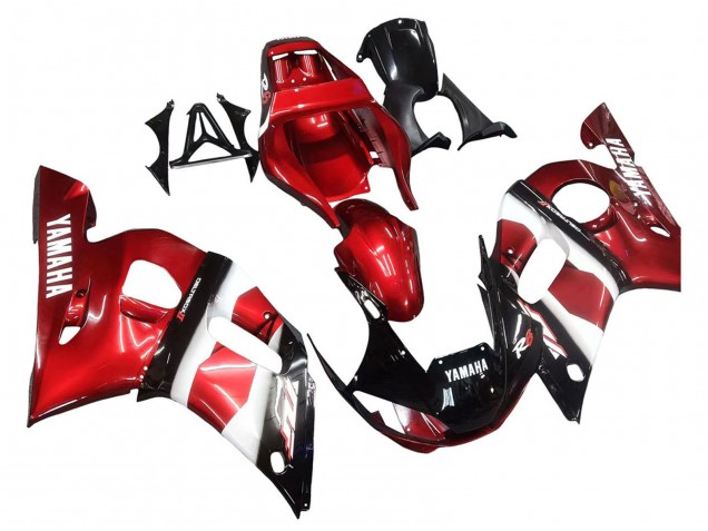 Carenagens Moto Yamaha YZF 600 R6 1998-2002 - Vermelho Branco Preto Brilhante