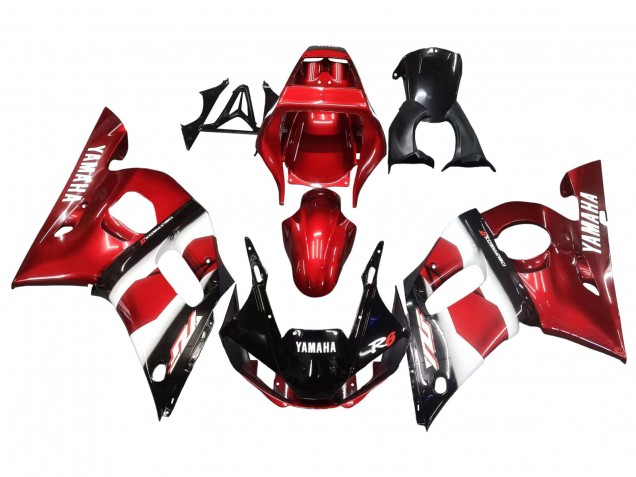Carenagens Moto Yamaha YZF 600 R6 1998-2002 - Vermelho Branco Preto Brilhante