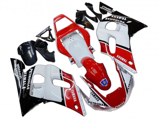 Carenagens Moto Yamaha YZF 600 R6 1998-2002 - Branco Vermelho Preto Petronas Yamalube 50th