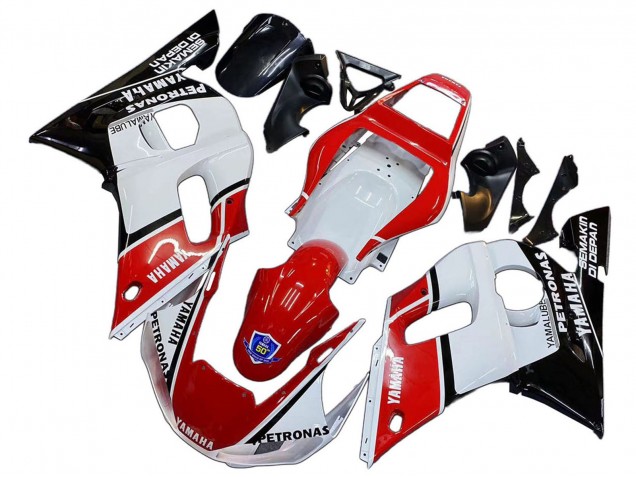 Carenagens Moto Yamaha YZF 600 R6 1998-2002 - Branco Vermelho Preto Petronas Yamalube 50th