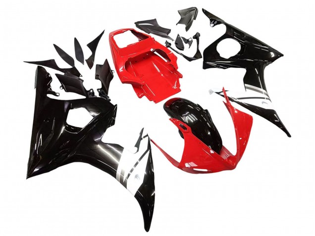 Carenagens Moto Yamaha YZF R6S 2006-2009 - Vermelho Branco Preto Brilhante