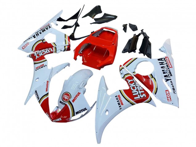 Carenagens Moto Yamaha YZF R6S 2006-2009 - Branco Vermelho Lucky Strike Motul