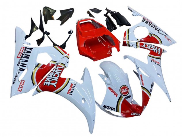 Carenagens Moto Yamaha YZF R6S 2006-2009 - Branco Vermelho Lucky Strike Motul