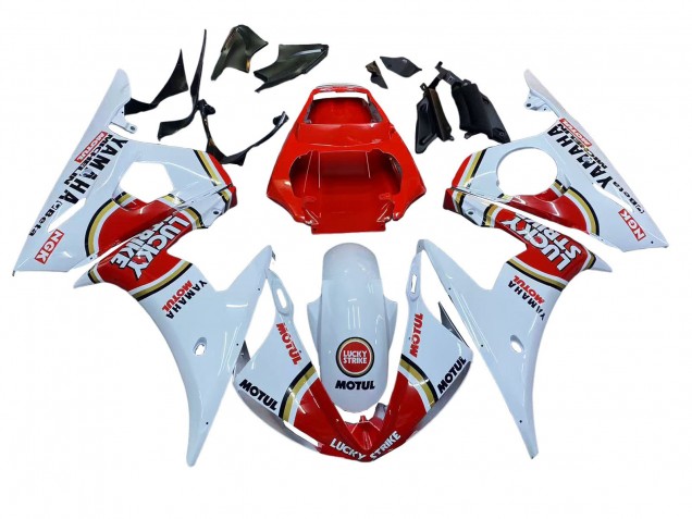 Carenagens Moto Yamaha YZF R6S 2006-2009 - Branco Vermelho Lucky Strike Motul