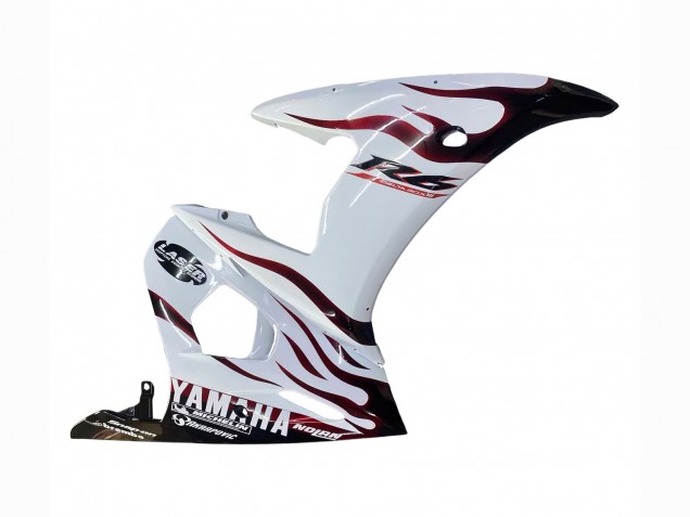 Carenagens Moto Yamaha YZF R6S 2006-2009 - Branco Dark Preto Chama