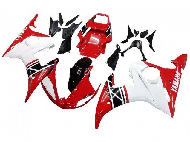 Carenagem Moto Yamaha YZF R6S 2006-2009 - Branco Vermelho Preto Brilhante