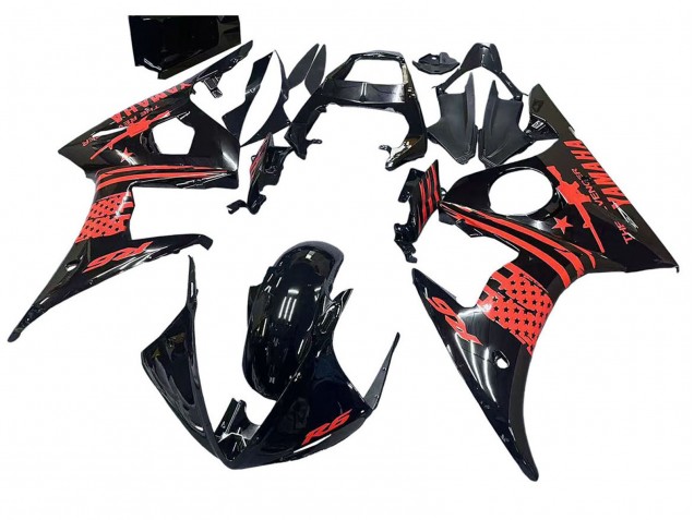 Carenagem Moto Yamaha YZF R6S 2006-2009 - Preto Brilhante Vermelho