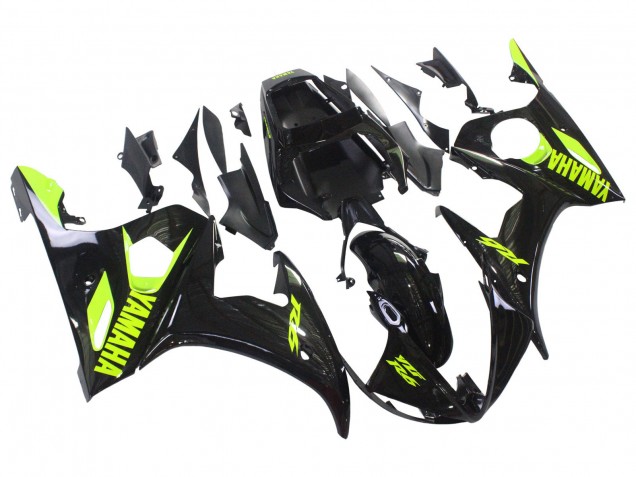 Carenagens Moto Yamaha YZF R6S 2006-2009 - Preto Brilhante Amarelo Néon